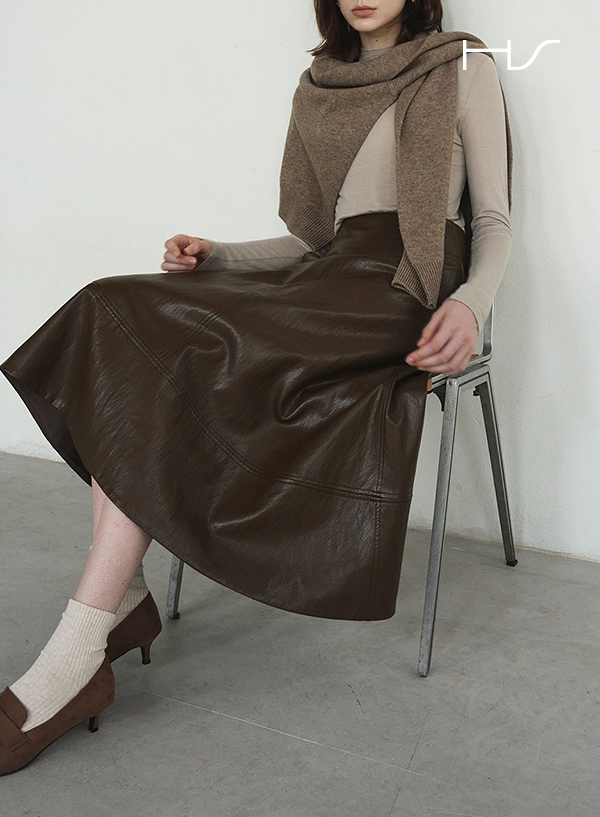 Vegan Leather Flare Skirt