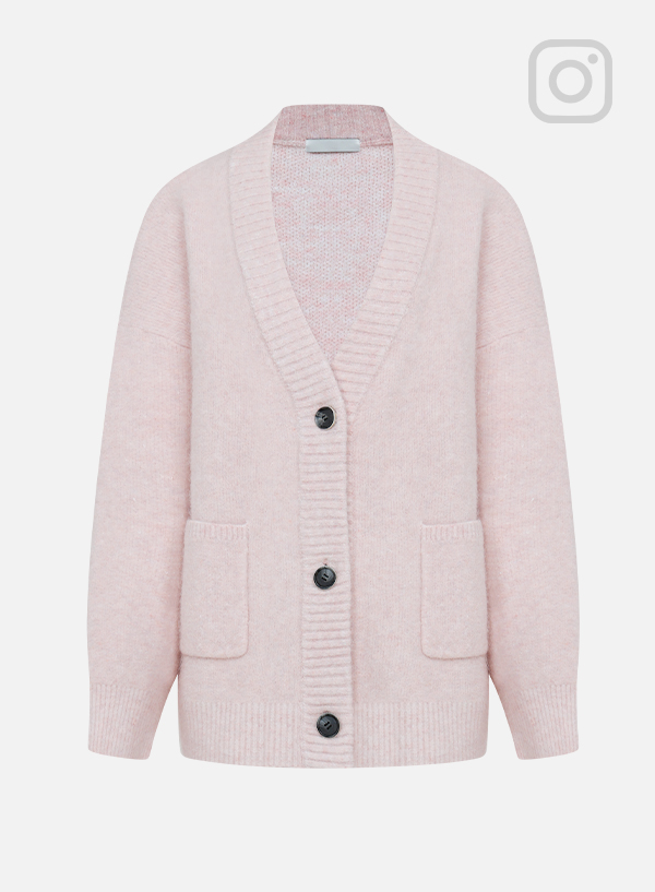 raccoon brushed v-neck cardigan