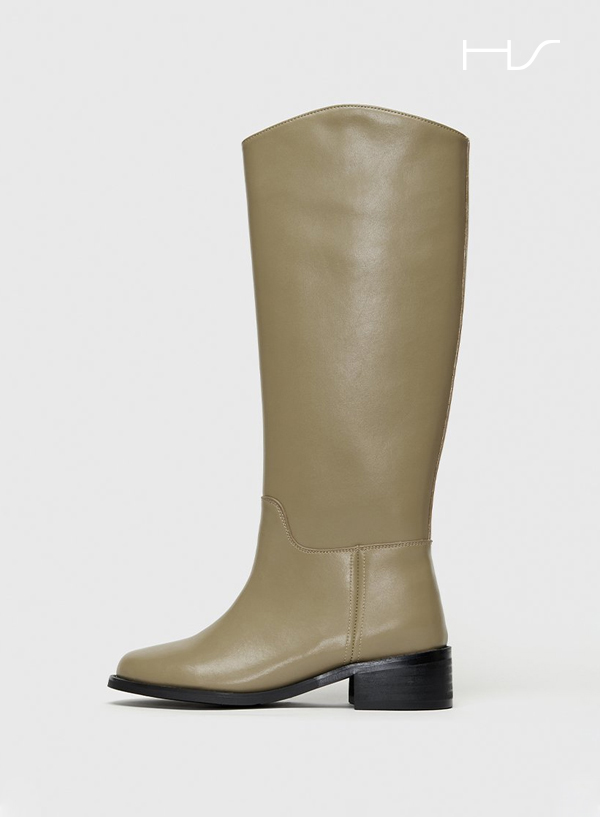 Round Toe Long Leather Boots