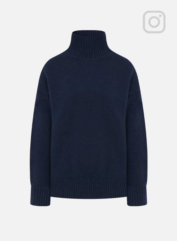 Wool Cashmere Slit Turtleneck Pullover