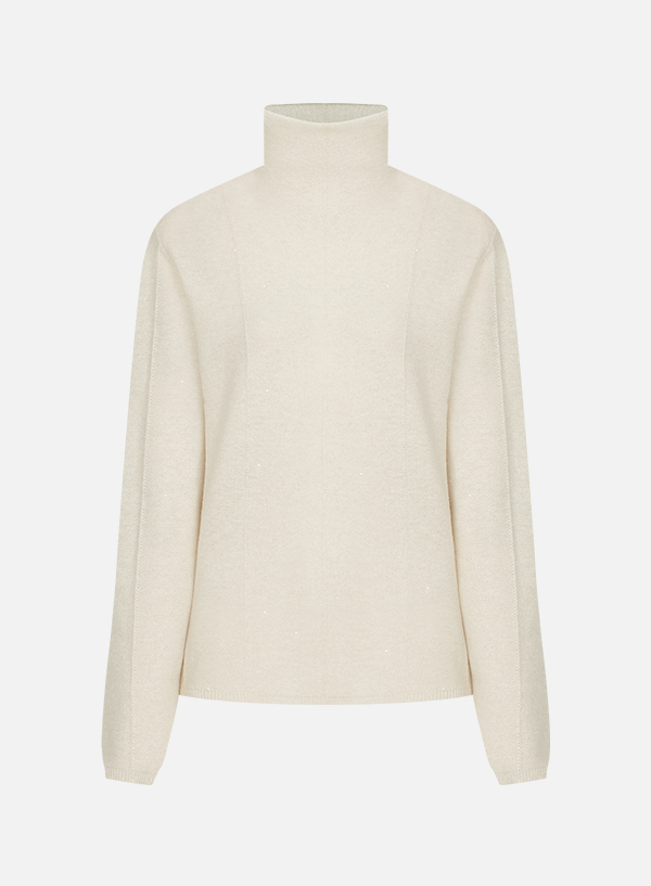 Wool Blend Pearl Highneck Knit