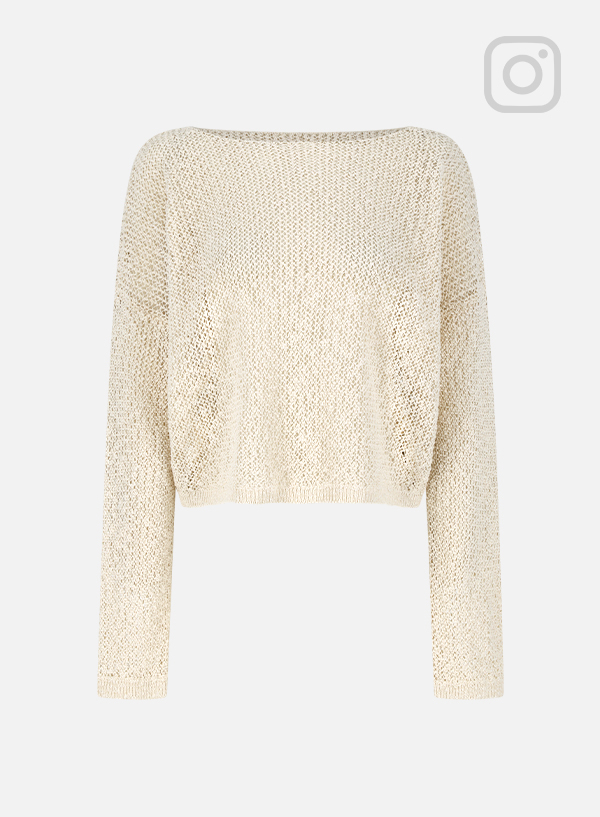 See-through look Slub Knit Tower
