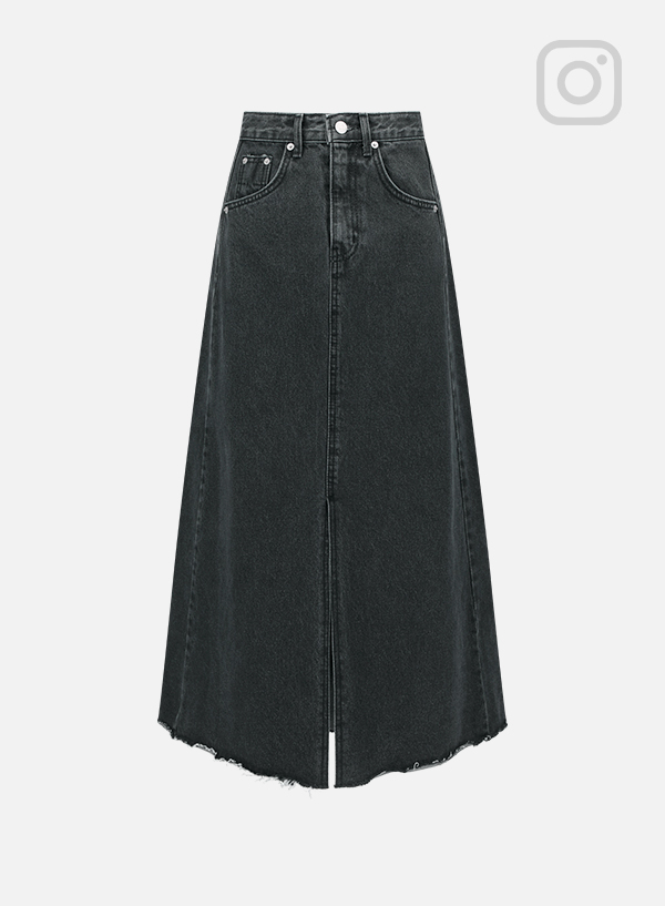 Washed Long Denim Skirt