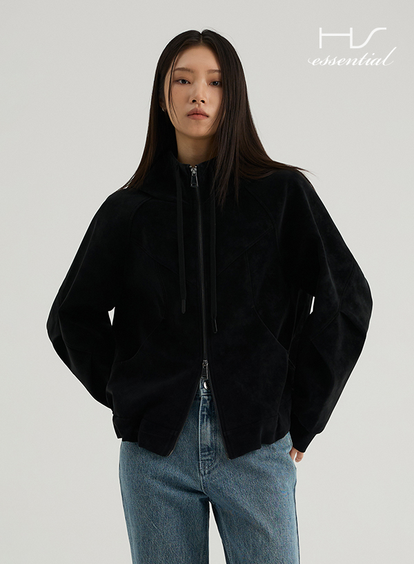 Suede loose fit hoodie