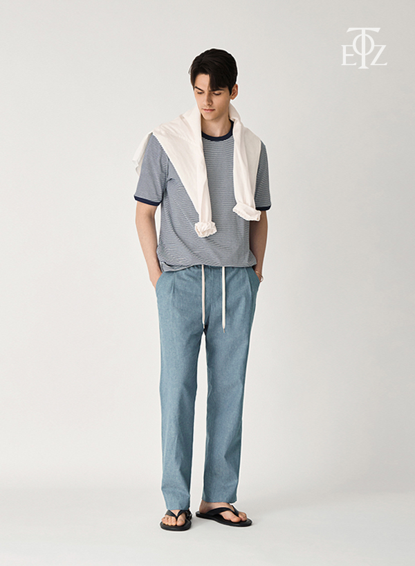 Linen Herringbone Straight Fit Pants