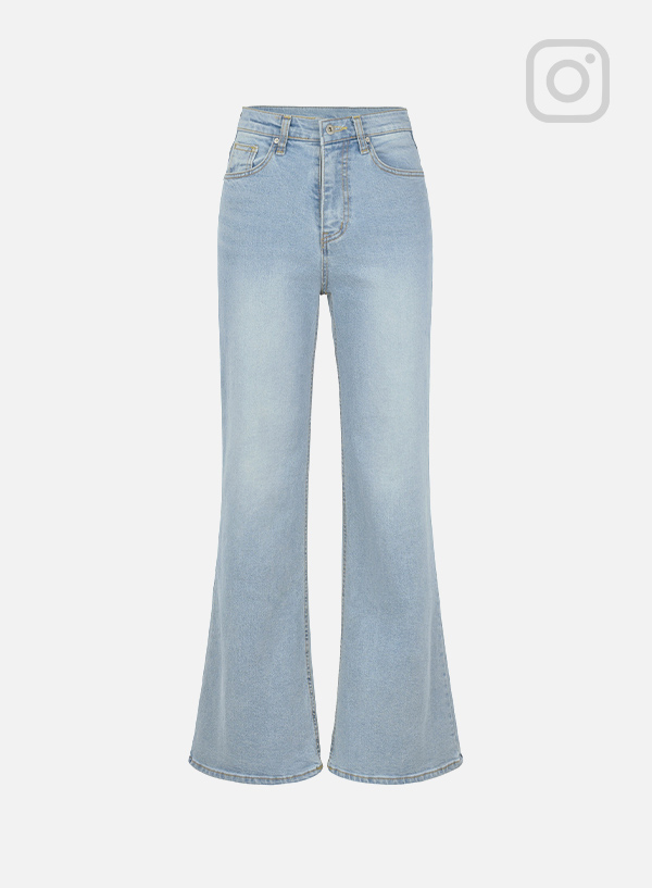 Washed Semi-Boot Cut Denim Pants